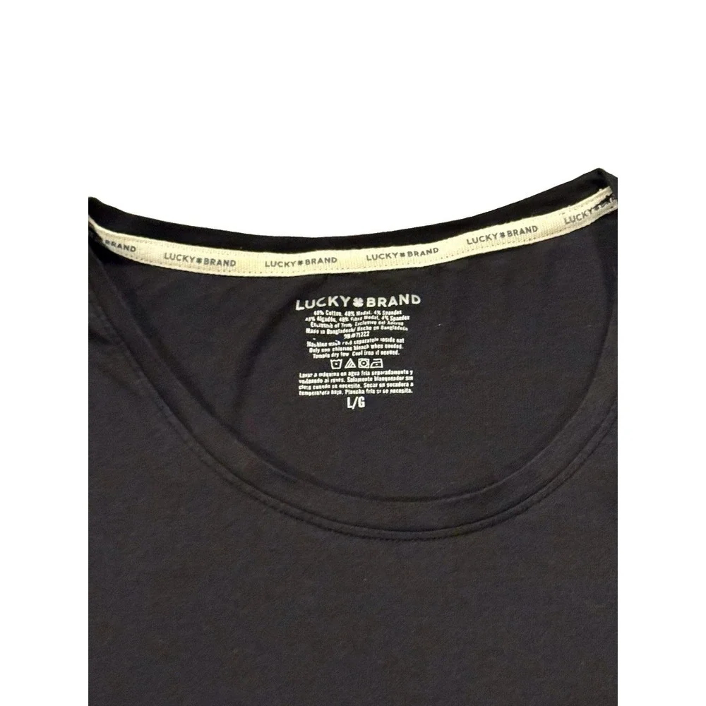 Lucky Brand Womens Large Black Long Sleeve Scoop Neck Stretch Modal Tee Top